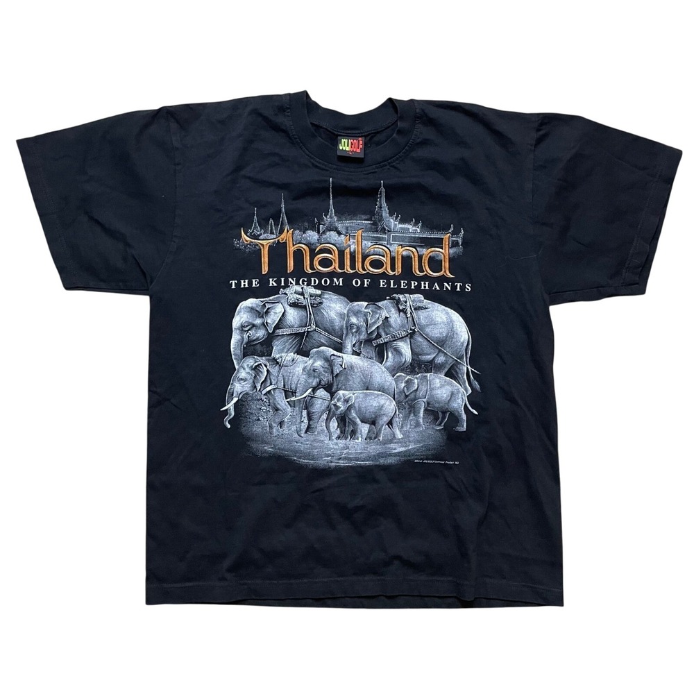 Joligolf Thailand Kingdom of‎ Elephants Graphic Print T-Shirt Black Large